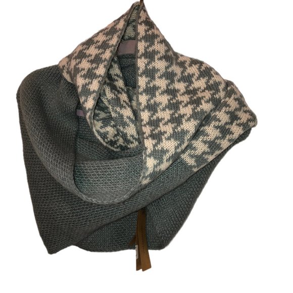 HOUNDSTOOTH PRINT infinity scarf Look Collection Dove gray Cream Chunky - Picture 3 of 3